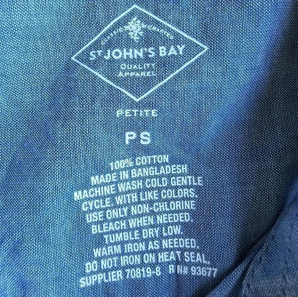 St Johns Bay, Size PS, Blue Chambray Denim Longsleeve Button-up Shirt - Picture 8 of 8